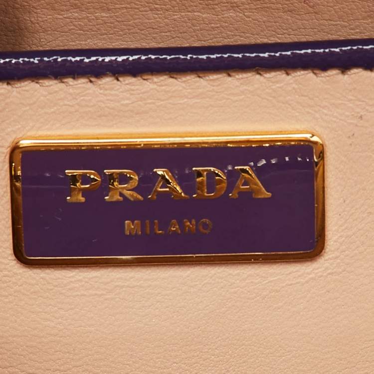 Pre Owned Prada Multicolor Saffiano Patent Leather Crystal Embellished Pyramid Frame Satchel