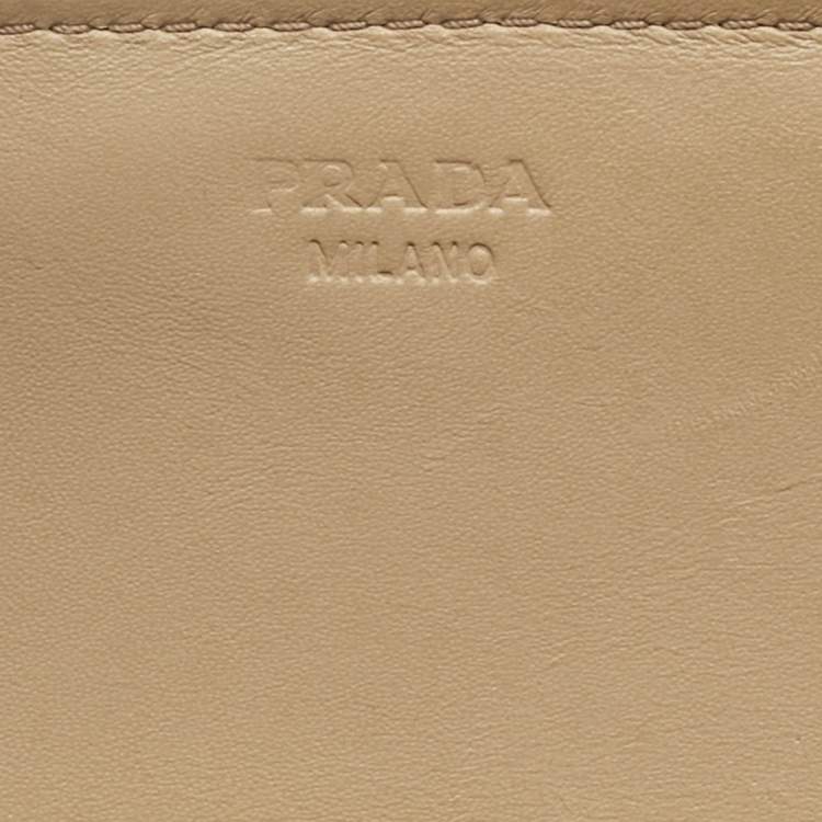 Pre Owned Prada Cream Python Logo Flap Continental Wallet
