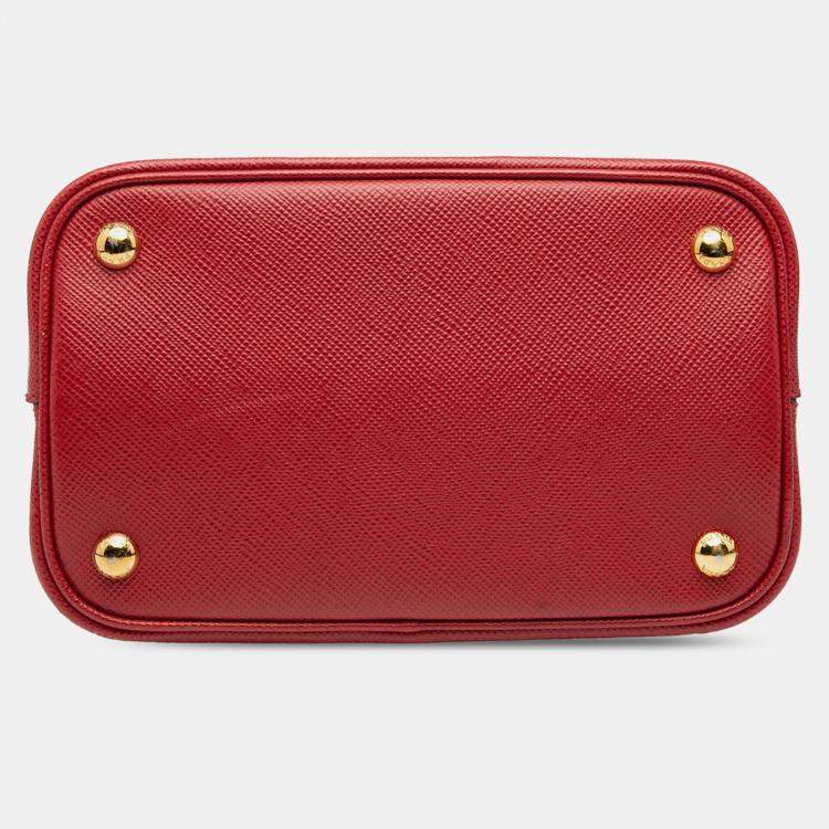 Pre Owned Prada Red Medium Saffiano Cuir Panier Satchel