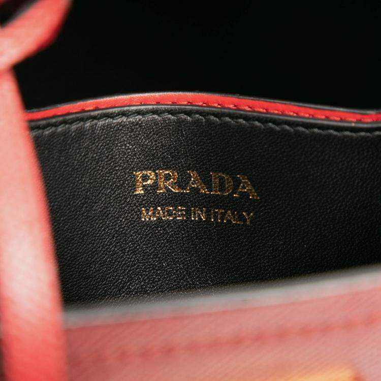 Pre Owned Prada Red Medium Saffiano Cuir Panier Satchel