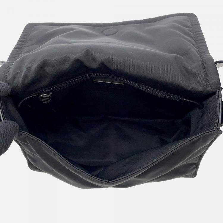 Pre Owned Prada Padded Re-Nylon Shoulder Bag Black Nylon Leather Size Small