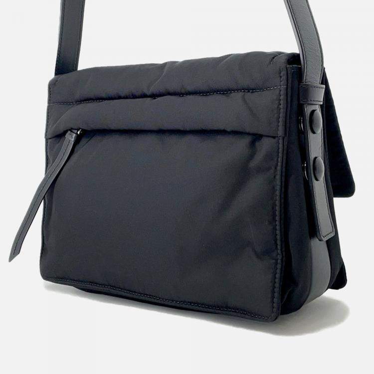 Pre Owned Prada Padded Re-Nylon Shoulder Bag Black Nylon Leather Size Small