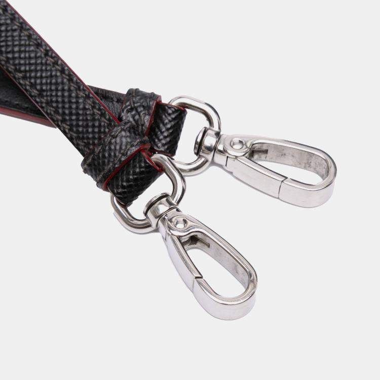 Pre Owned Prada Black Saffiano Trimmed Tessuto Bucket Bag