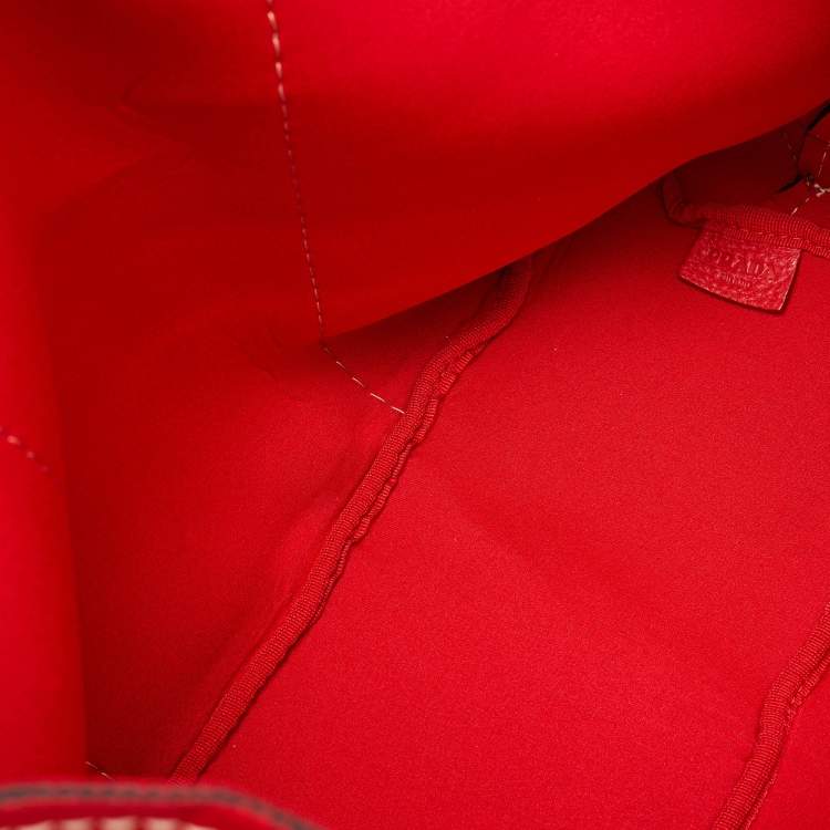 Pre Owned Prada Red Neoprene and Leather Logo Canapa Tote