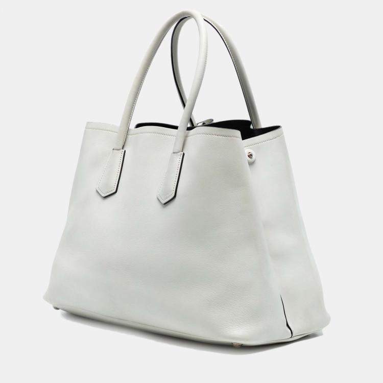Pre Owned Prada White Large City Calf Double Satchel