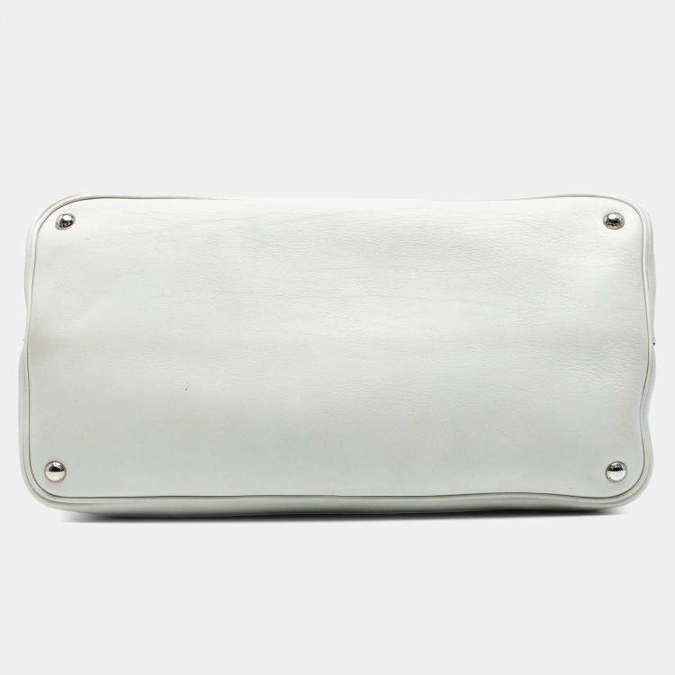 Pre Owned Prada White Large City Calf Double Satchel