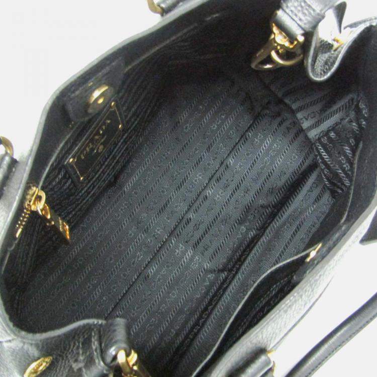 Pre Owned Prada Vitello Phenix Leather Handbag Black