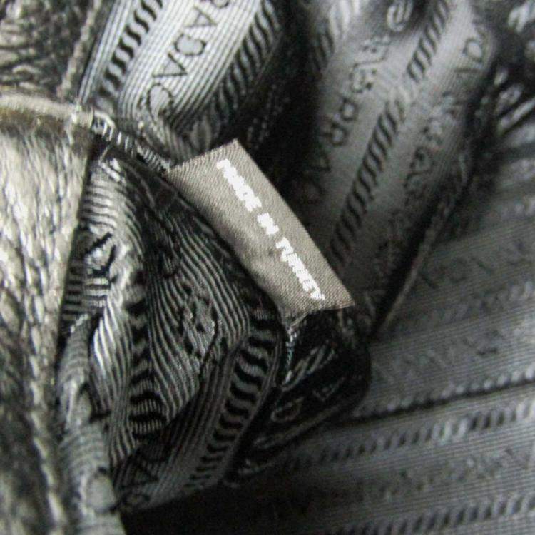 Pre Owned Prada Vitello Phenix Leather Handbag Black