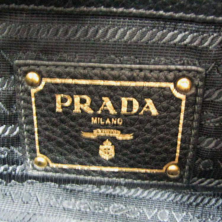 Pre Owned Prada Vitello Phenix Leather Handbag Black
