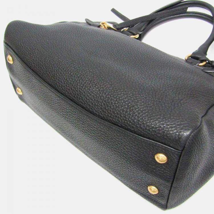 Pre Owned Prada Vitello Phenix Leather Handbag Black