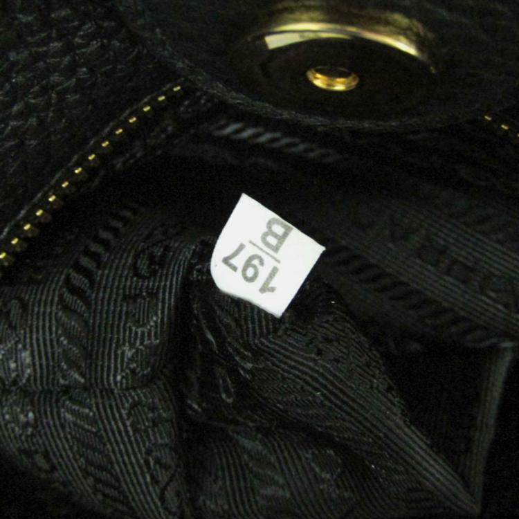 Pre Owned Prada Vitello Phenix Leather Handbag Black