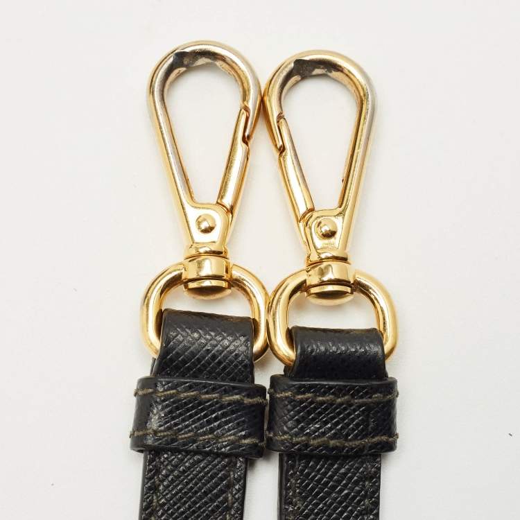 Pre Owned Prada Black Saffino Leather Medium Double Zip Tote