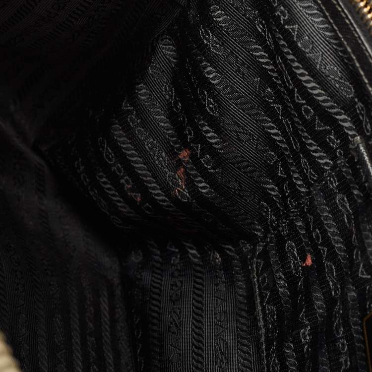 Pre Owned Prada Black Saffino Leather Medium Double Zip Tote
