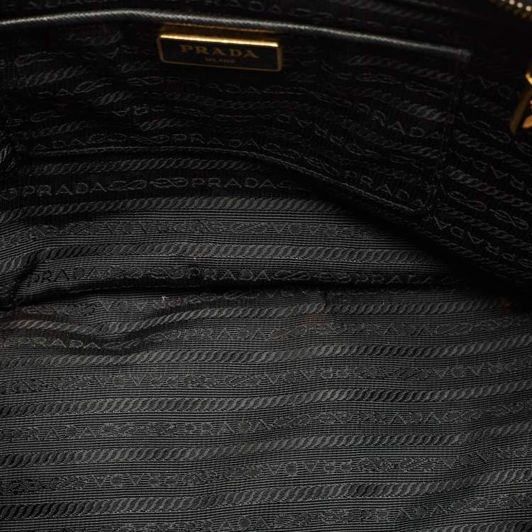 Pre Owned Prada Black Saffino Leather Medium Double Zip Tote