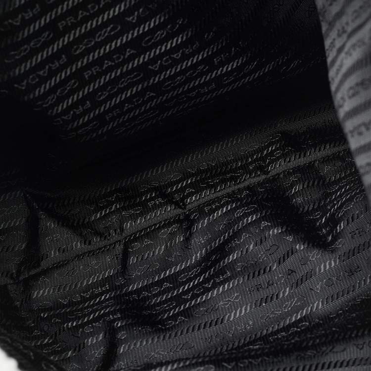 Pre Owned Prada White/Black Terry Cloth Logo Tote