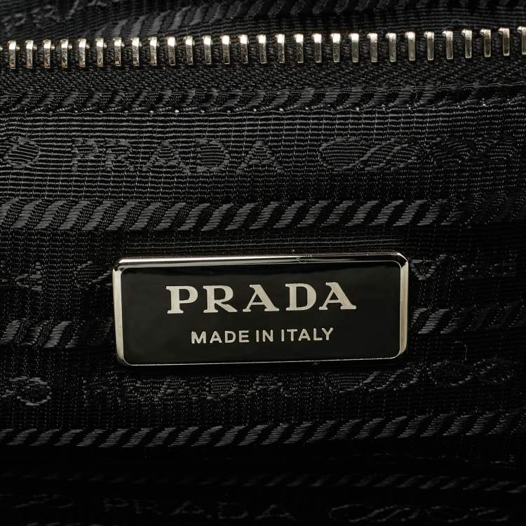Pre Owned Prada White/Black Terry Cloth Logo Tote