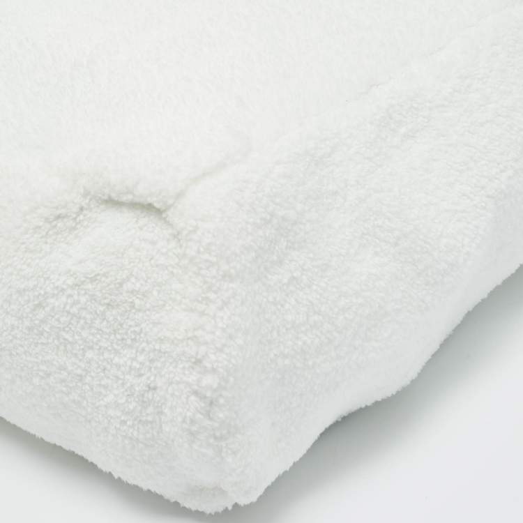 Pre Owned Prada White/Black Terry Cloth Logo Tote