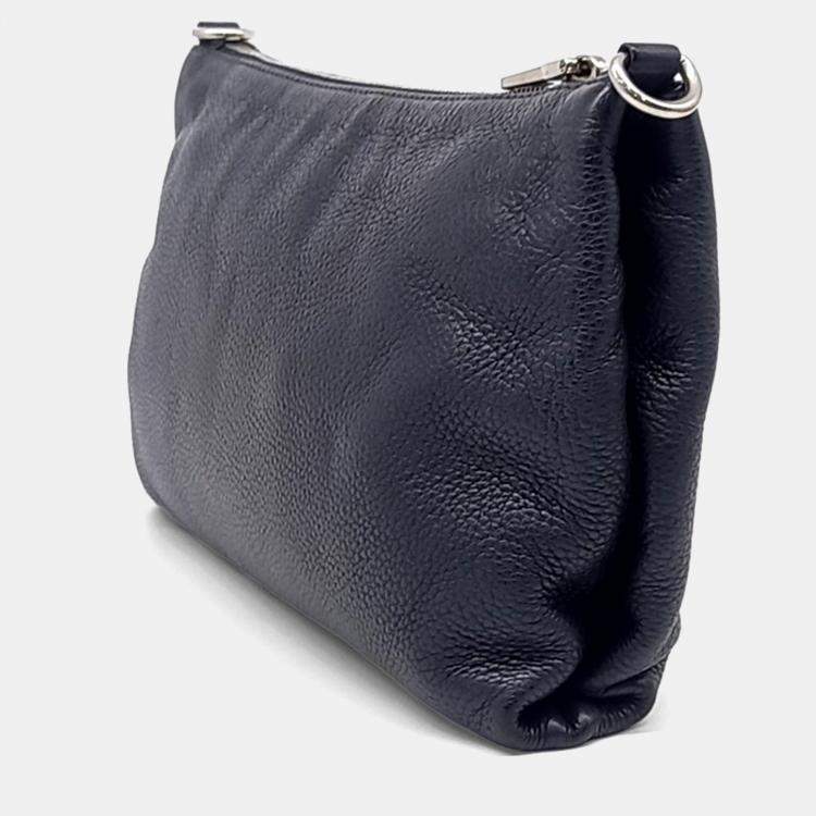 Pre Owned Prada Navy Blue Leather Vitello Crossbody Bag