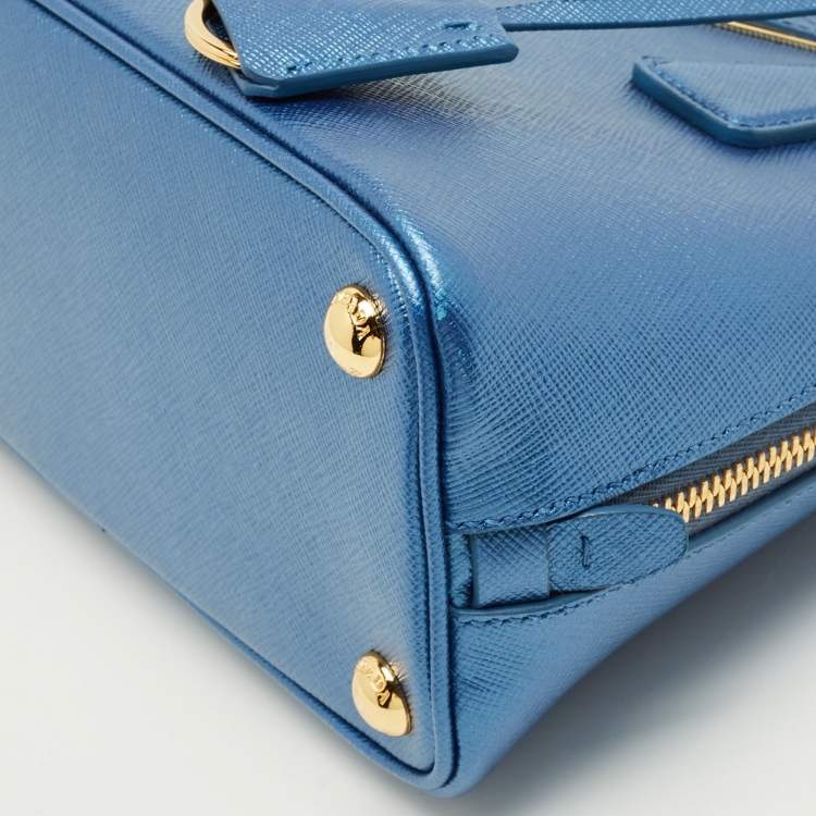 Pre Owned Prada Metallic Blue Saffiano Leather Promenade Satchel