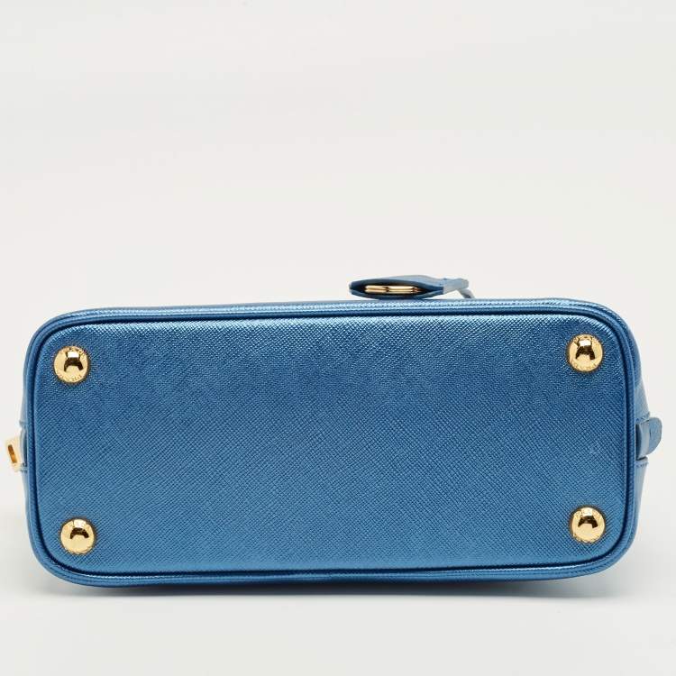 Pre Owned Prada Metallic Blue Saffiano Leather Promenade Satchel