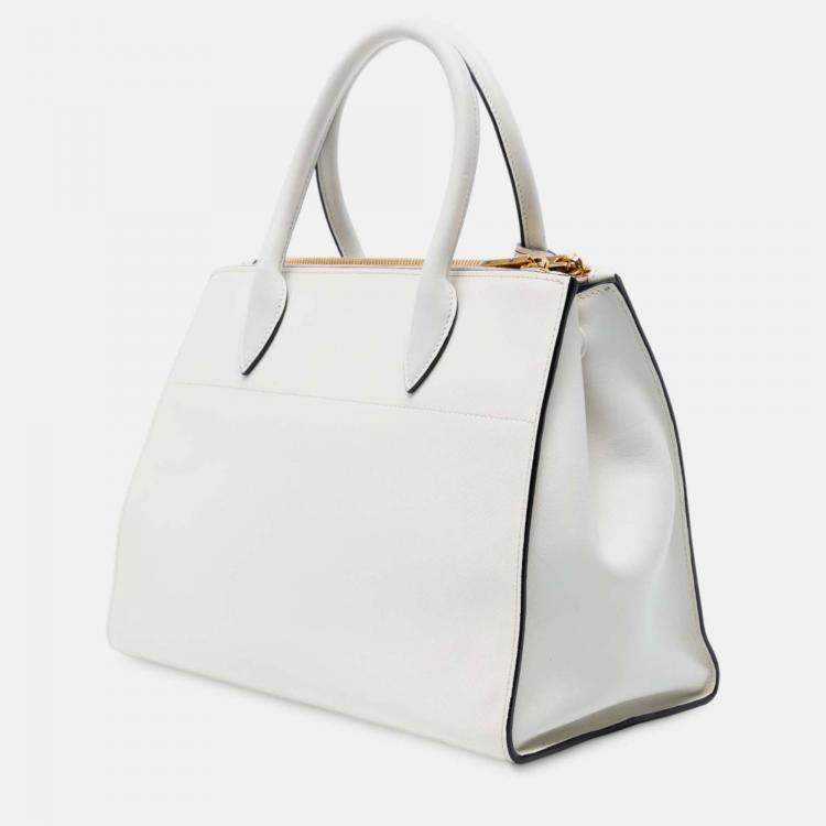 Pre Owned Prada City Calf Trimmed Saffiano Greche Paradigme Bag