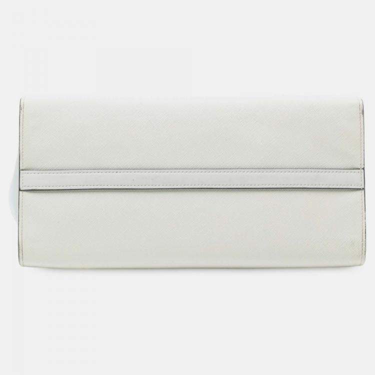 Pre Owned Prada City Calf Trimmed Saffiano Greche Paradigme Bag