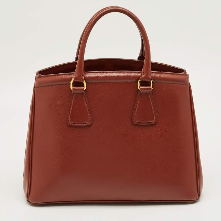 Pre Owned Prada Brick Brown Saffiano Lux Leather Parabole Tote