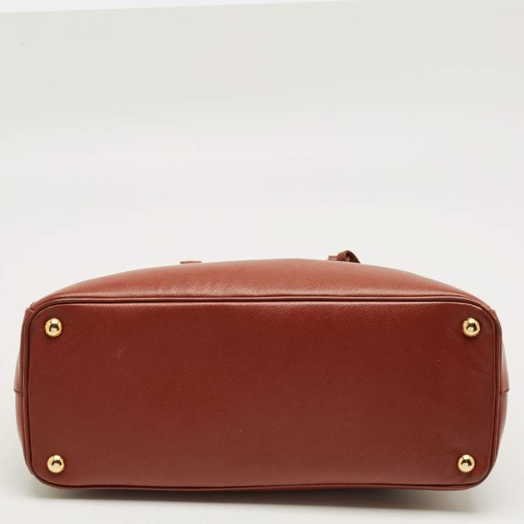 Pre Owned Prada Brick Brown Saffiano Lux Leather Parabole Tote