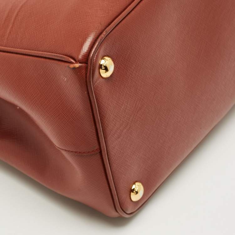Pre Owned Prada Brick Brown Saffiano Lux Leather Parabole Tote