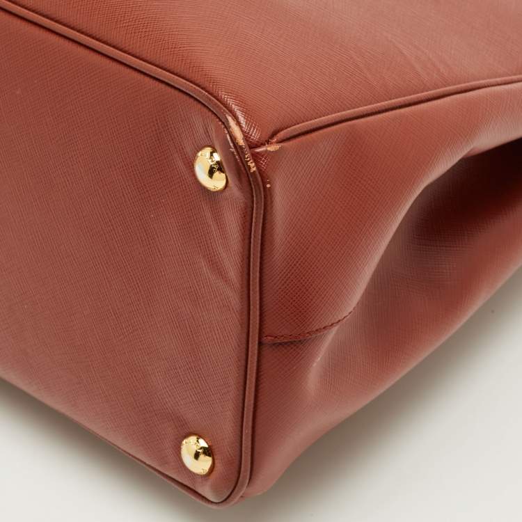 Pre Owned Prada Brick Brown Saffiano Lux Leather Parabole Tote
