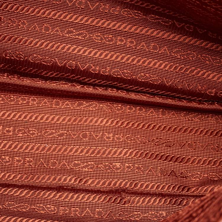 Pre Owned Prada Brick Brown Saffiano Lux Leather Parabole Tote