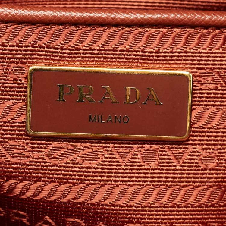 Pre Owned Prada Brick Brown Saffiano Lux Leather Parabole Tote