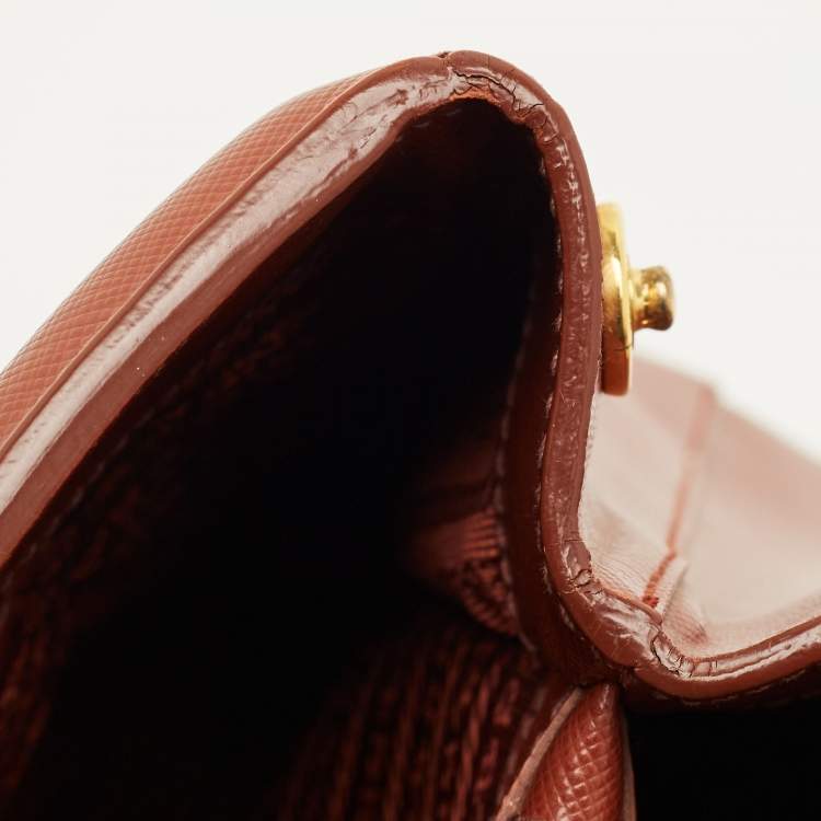Pre Owned Prada Brick Brown Saffiano Lux Leather Parabole Tote