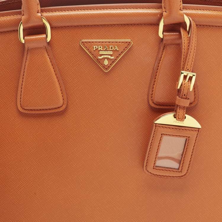 Pre Owned Prada Parabole Orange Saffiano Lux Leather Tote