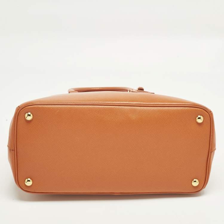 Pre Owned Prada Parabole Orange Saffiano Lux Leather Tote