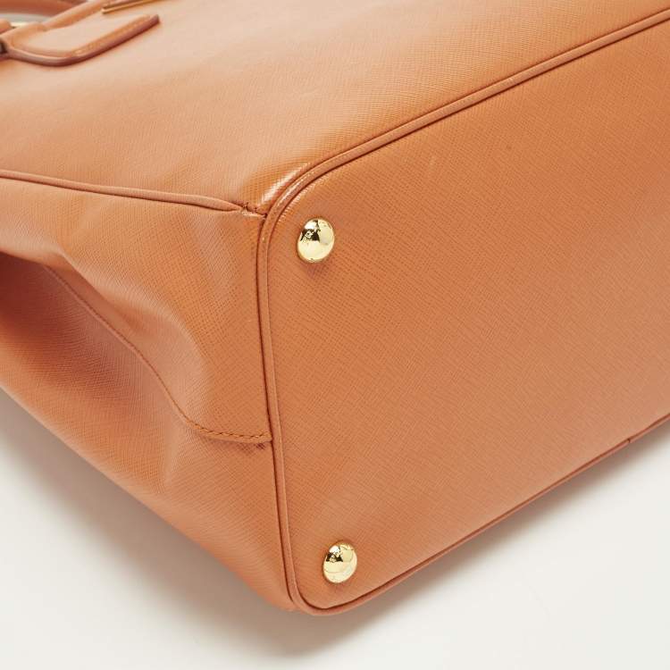 Pre Owned Prada Parabole Orange Saffiano Lux Leather Tote