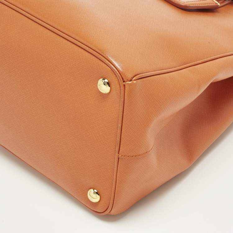 Pre Owned Prada Parabole Orange Saffiano Lux Leather Tote