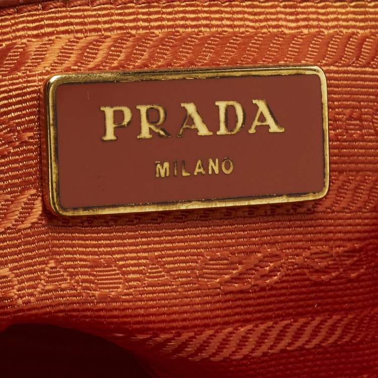 Pre Owned Prada Parabole Orange Saffiano Lux Leather Tote