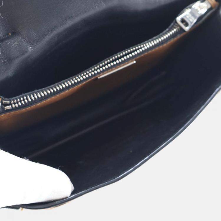 Pre Owned Prada Black/Brown Saffiano Embroidered Pattina Crossbody Bag