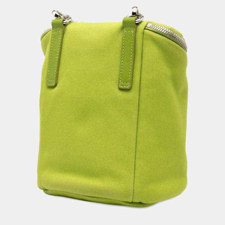 Pre Owned Prada Green Canvas Zipped Crossbody