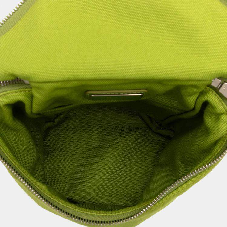 Pre Owned Prada Green Canvas Zipped Crossbody