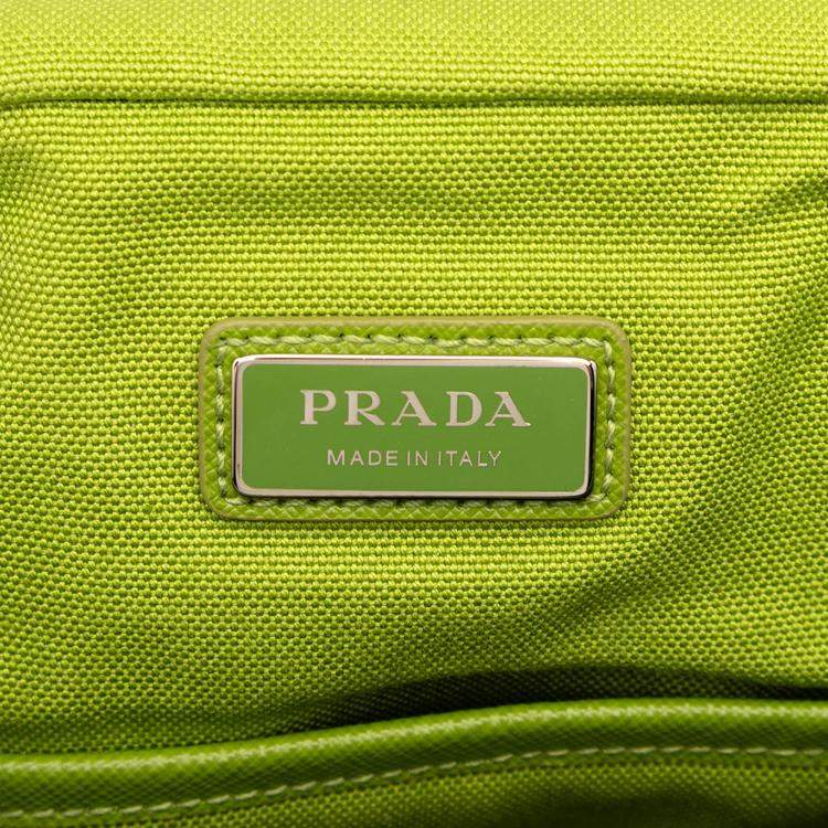 Pre Owned Prada Green Canvas Zipped Crossbody