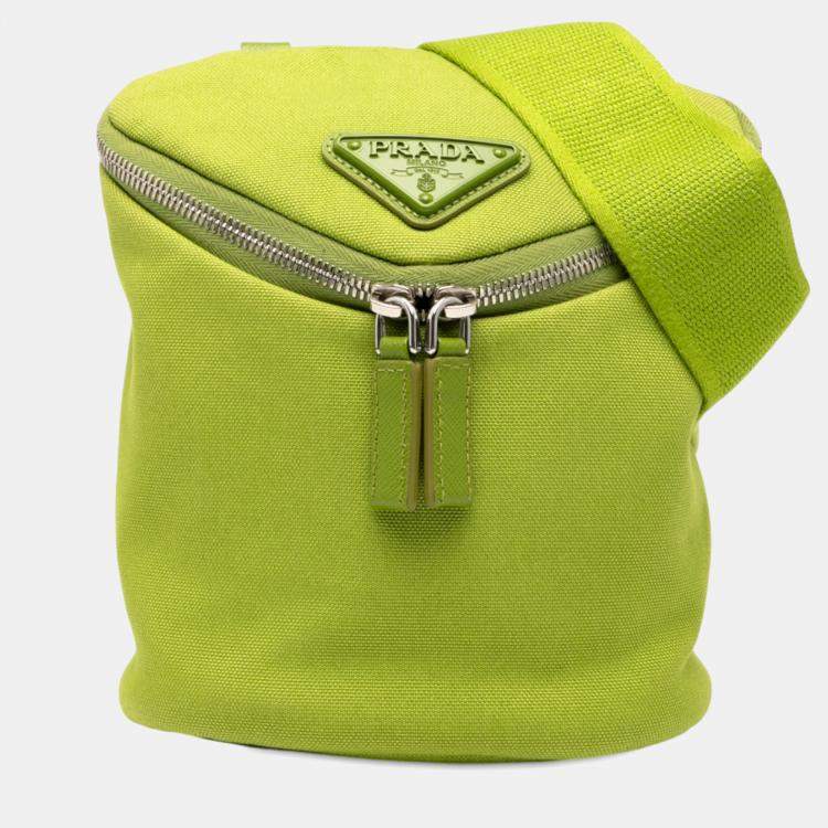 Pre Owned Prada Green Canvas Zipped Crossbody