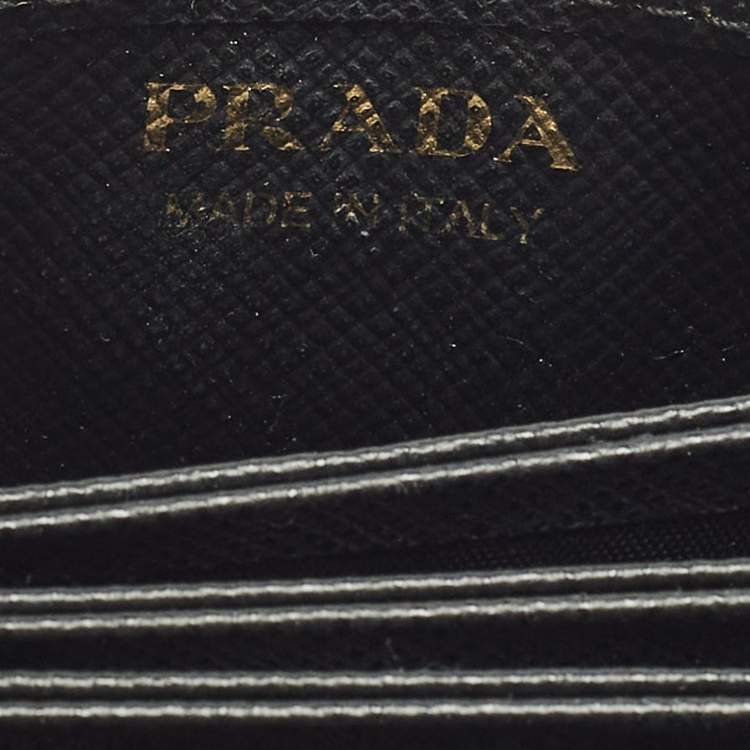 Pre Owned Prada Accordian Black Saffiano Leather Card Case