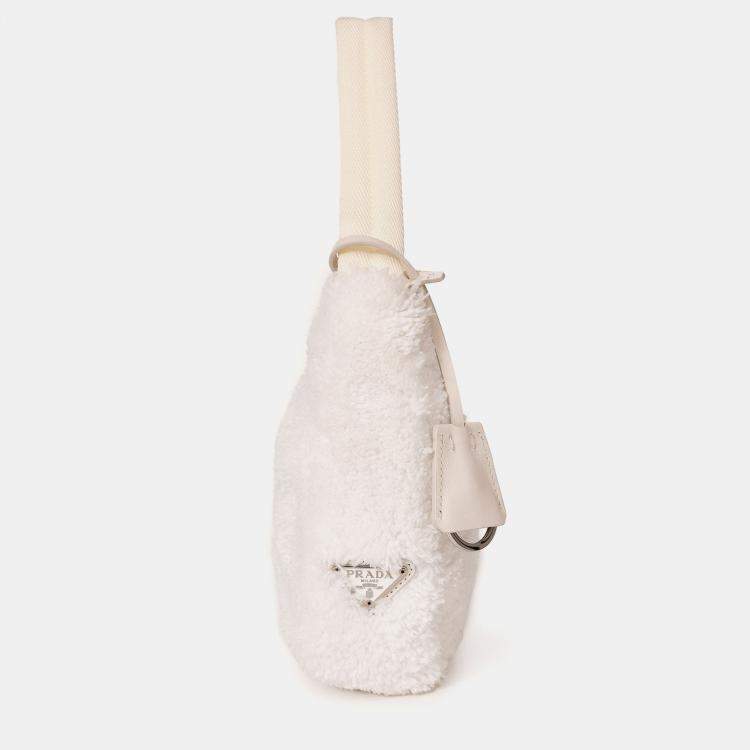 Pre Owned Prada White Terry Cloth Re-Edition 2000 Shoulder Bag