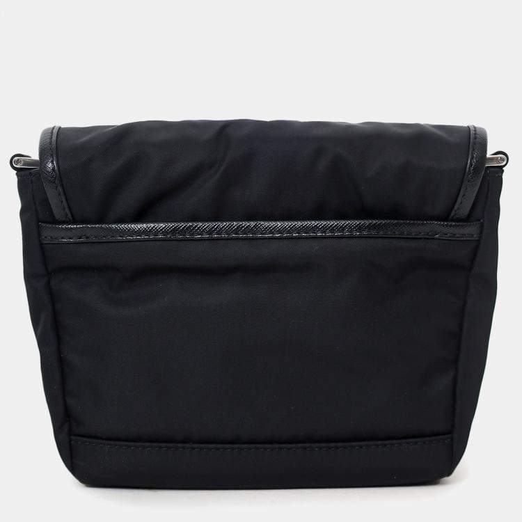 Pre Owned Prada Black Re-Nylon and Saffiano Leather Small Shoulder Bag