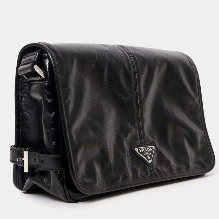 Pre Owned Prada Black Small Nappa Leather Duffle Bag