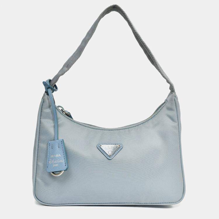 Pre Owned Prada Blue Nylon Re-Edition 2000 Shoulder Bag