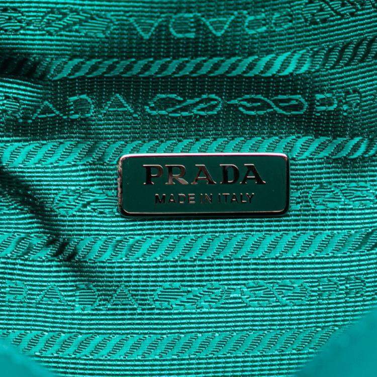 Pre Owned Prada Triangle Handbag/Shoulder Bag Blue-Green Padded Nappa Leather
