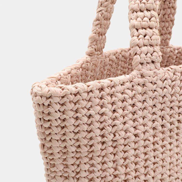 Pre Owned Prada Raffia Small Crochet Handbag Tote Bag In Viscose And Pink
